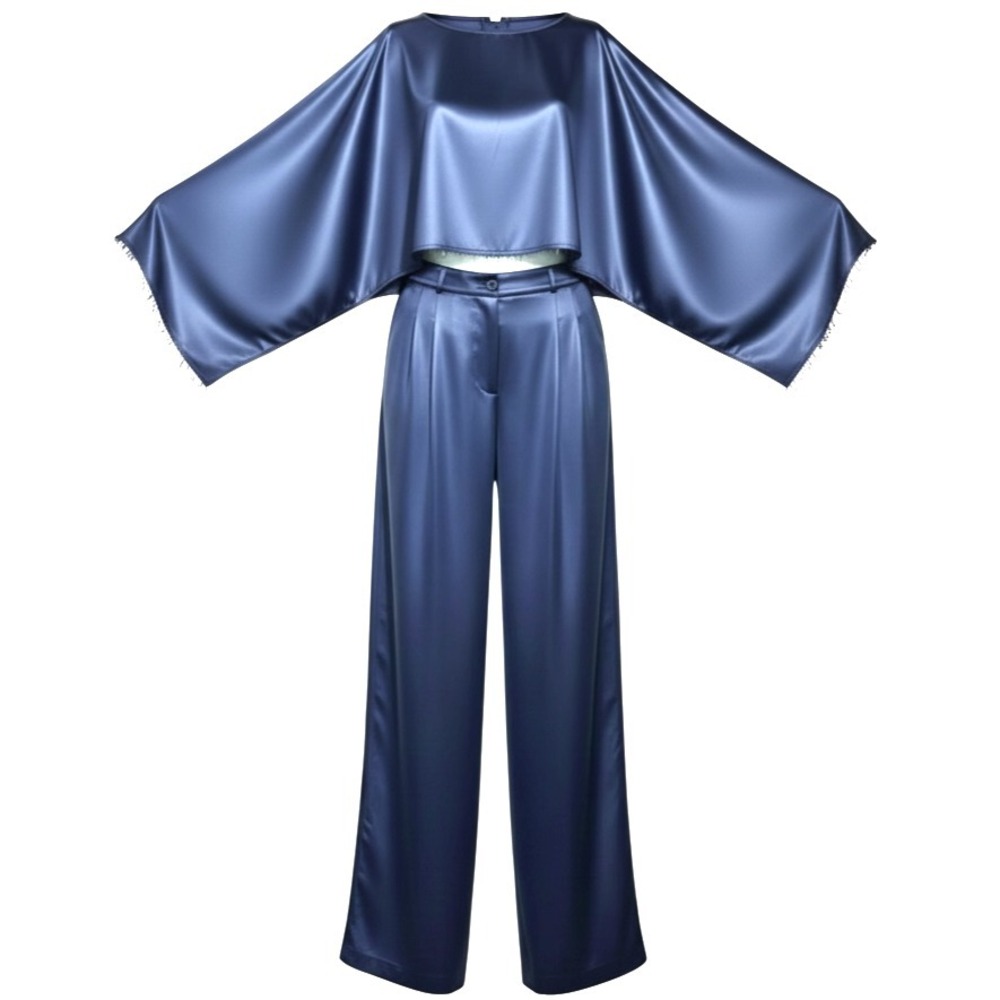 Nonchalant Label Navy‎ Wide Leg Two Piece Set Large Chic Minimalist Quiet Luxury